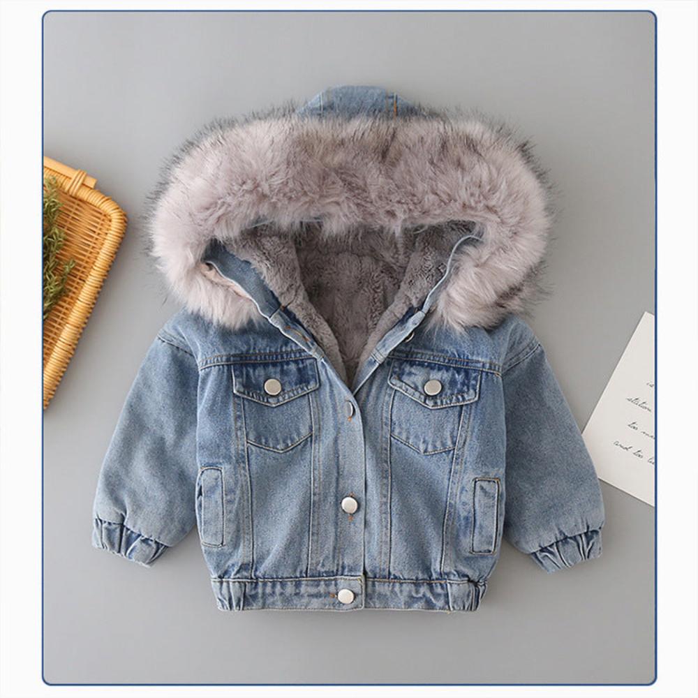 Denim jacket with fur kids best sale