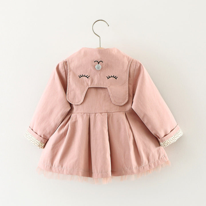 The Cozy Kids' Trench Coat with Double-Sided Buttons and a Cute Cat Flip on the Back