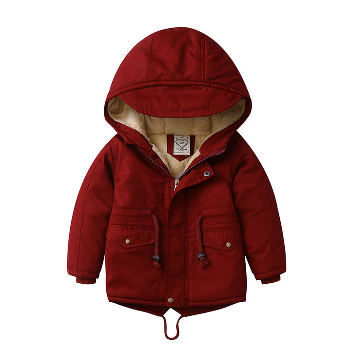 Cozy Winter Coat with Plush Fur Lining and Attached Hoodie for Kids