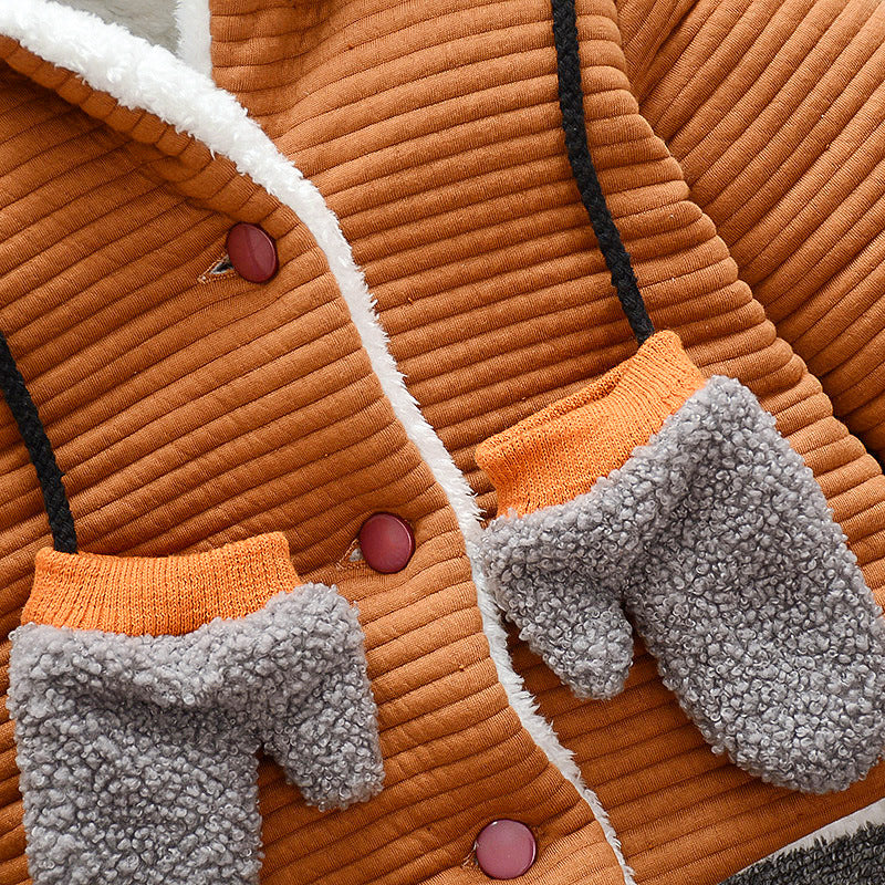 Stay Toasty All Winter: Cozy Coat with Matching Mittens and Plush Fur Lining