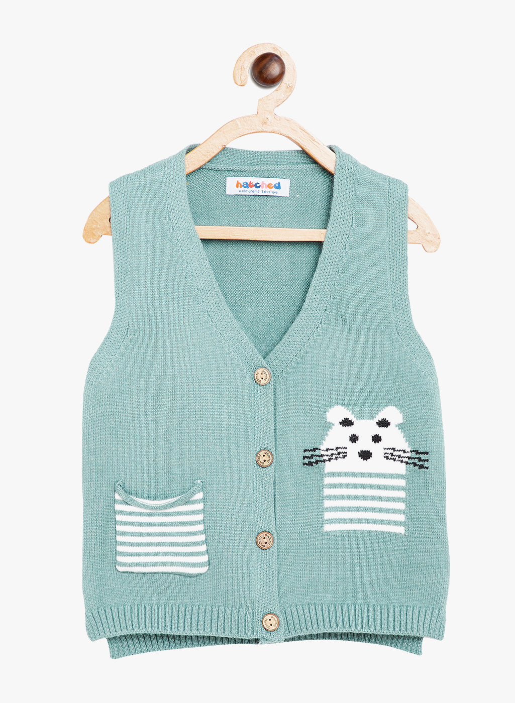 Charm and Comfort Combined: Half-Button Sweater with an Adorable Pocket for Boys