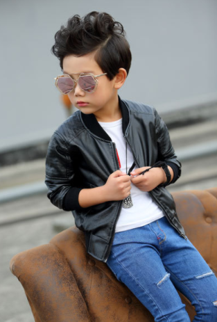 Stylish Leather Jacket with Plush Fur Lining for Boys: Winter Elegance and Warmth