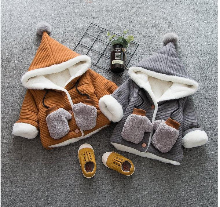 Stay Toasty All Winter: Cozy Coat with Matching Mittens and Plush Fur Lining