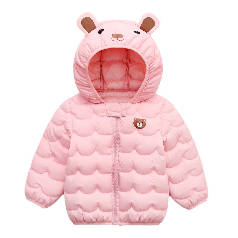 Cozy Comfort: Baby Down Jacket with Zip and Neck-Protecting Flip Button