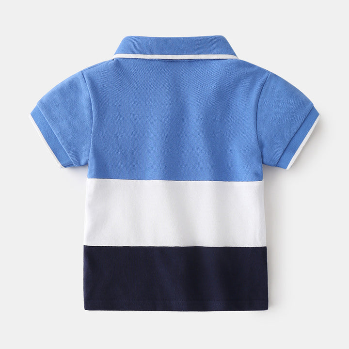 -Celebrate with Style in Our Tri-Color Polo Neck Tee for Kids Featuring a Charming Cute Whale!