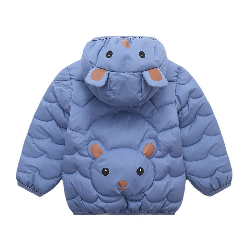 Cozy Comfort: Baby Down Jacket with Zip and Neck-Protecting Flip Button