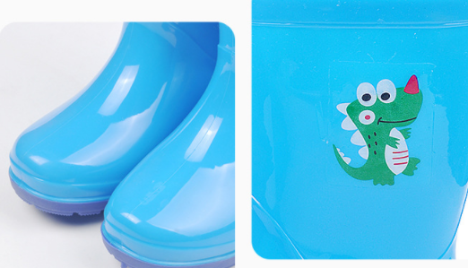 Introducing Dino Print Rain Boots with Detachable Fleece Liner for Kids!