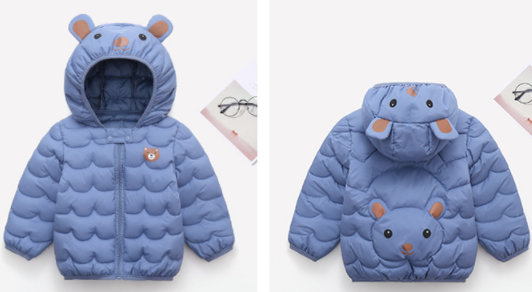 Cozy Comfort: Baby Down Jacket with Zip and Neck-Protecting Flip Button