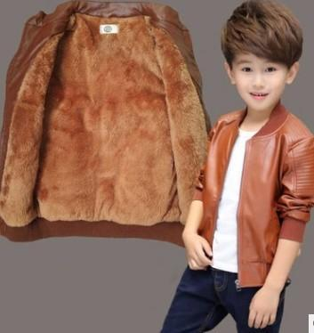 Stylish Leather Jacket with Plush Fur Lining for Boys: Winter Elegance and Warmth