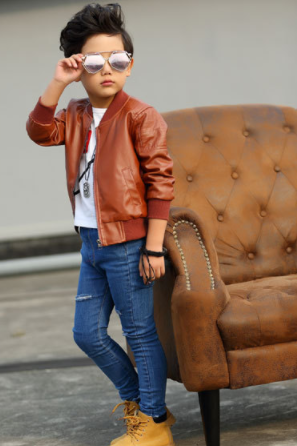 Stylish Leather Jacket with Plush Fur Lining for Boys: Winter Elegance and Warmth