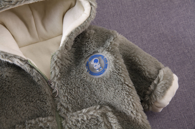 Boys' Fur-Style Zip Jacket with Hoodie and Cozy Fleece Lining