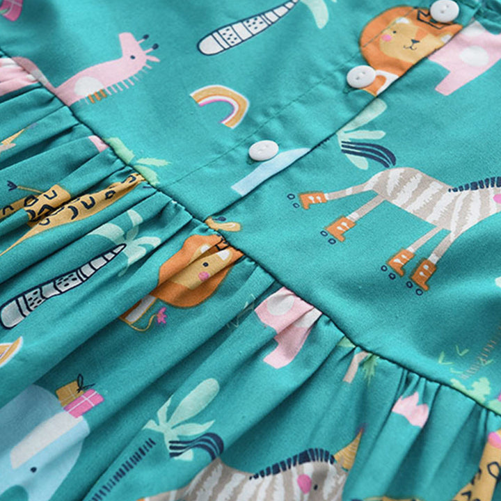 Safari Animal Print Flutter Dress - Fabric Detail