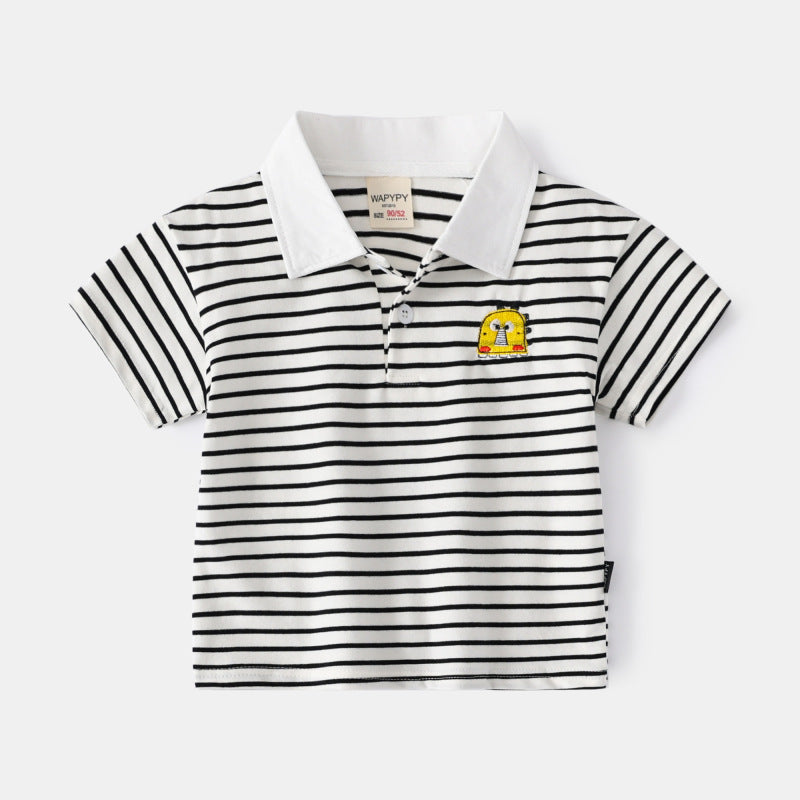 -Roar into Fun with Our Dino Print Polo Neck Tee for Kids!