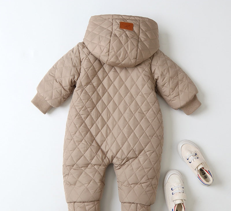 Cozy Elegance for Your Little One: The Stylish Baby Romper Set with Matching Mittens