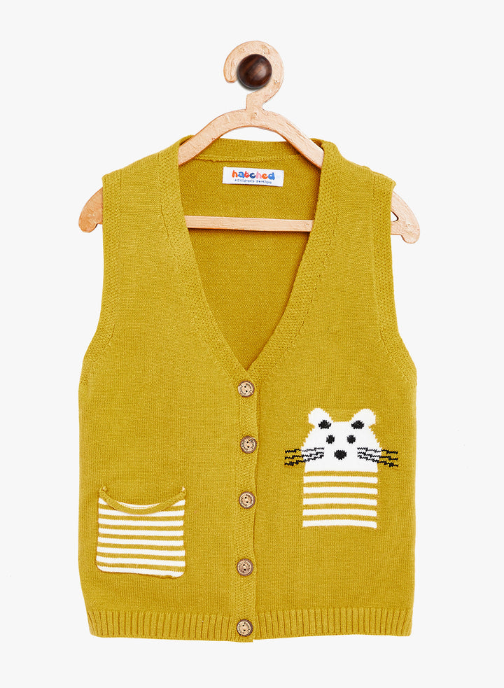 Charm and Comfort Combined: Half-Button Sweater with an Adorable Pocket for Boys