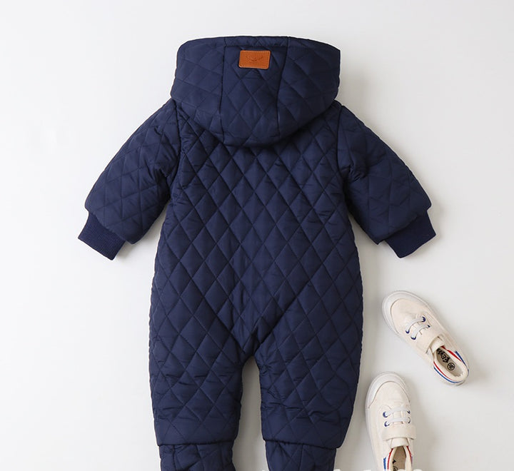 Cozy Elegance for Your Little One: The Stylish Baby Romper Set with Matching Mittens