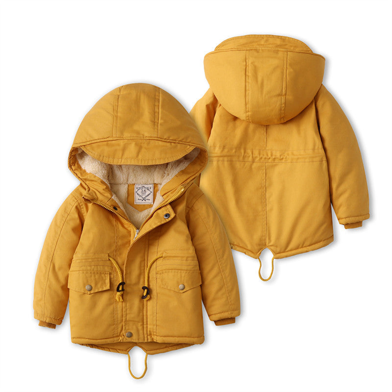 Cozy Winter Coat with Plush Fur Lining and Attached Hoodie for Kids