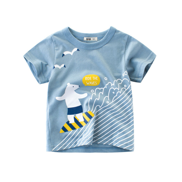 Ride the Waves in Style with Our Polo Bear Surfing Tee for Kids!