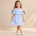 Blue Stripe Cold Shoulder Dress