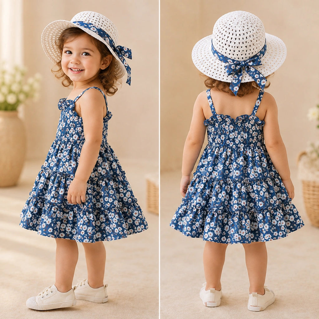 Blue Dress with Hat