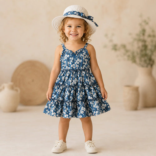 Blue Dress with Hat