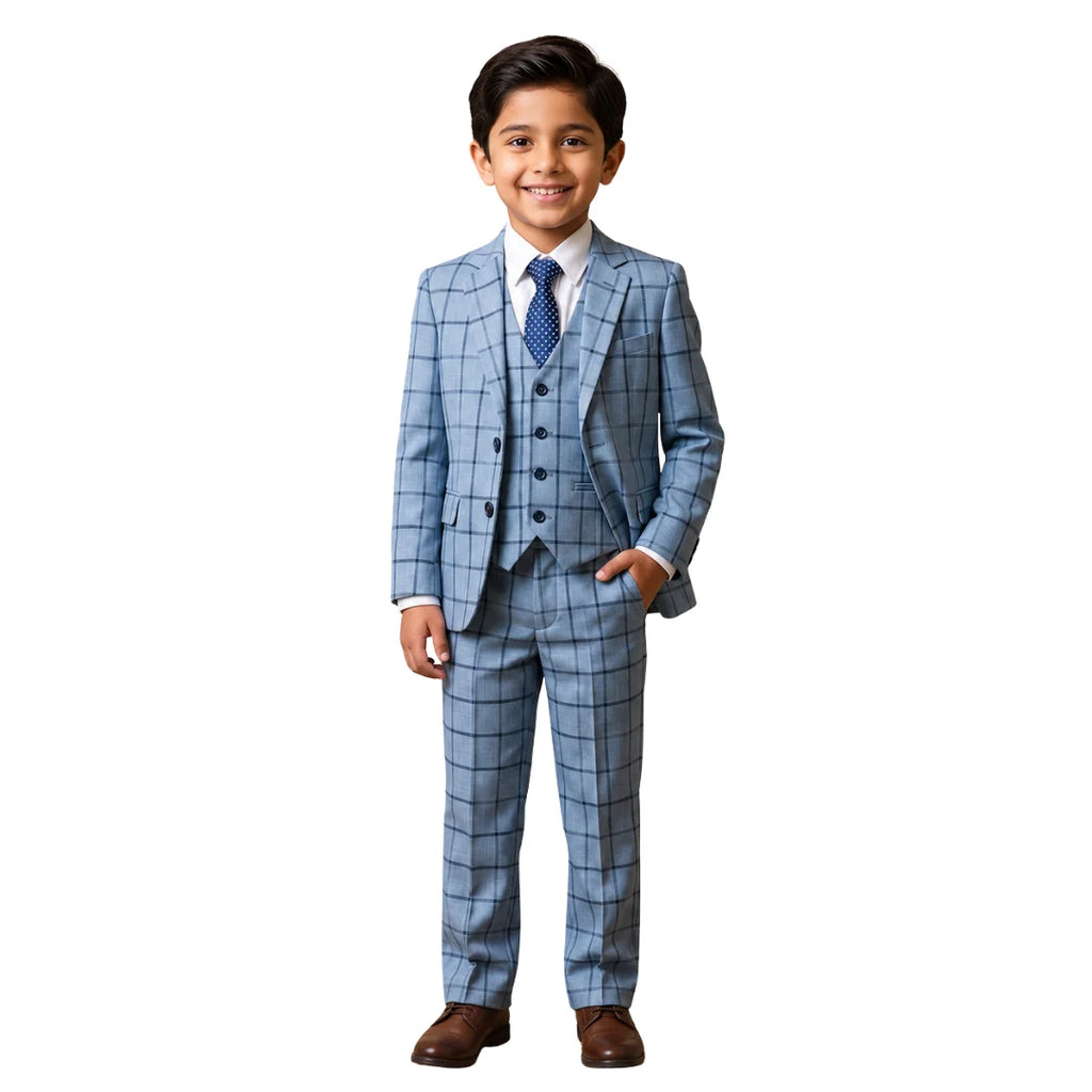 Blue Check Suit Set