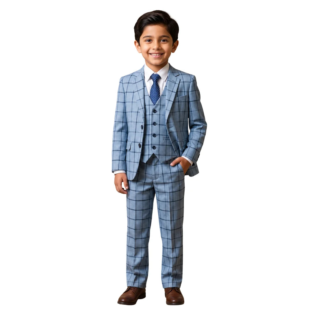 Blue Check Suit Set