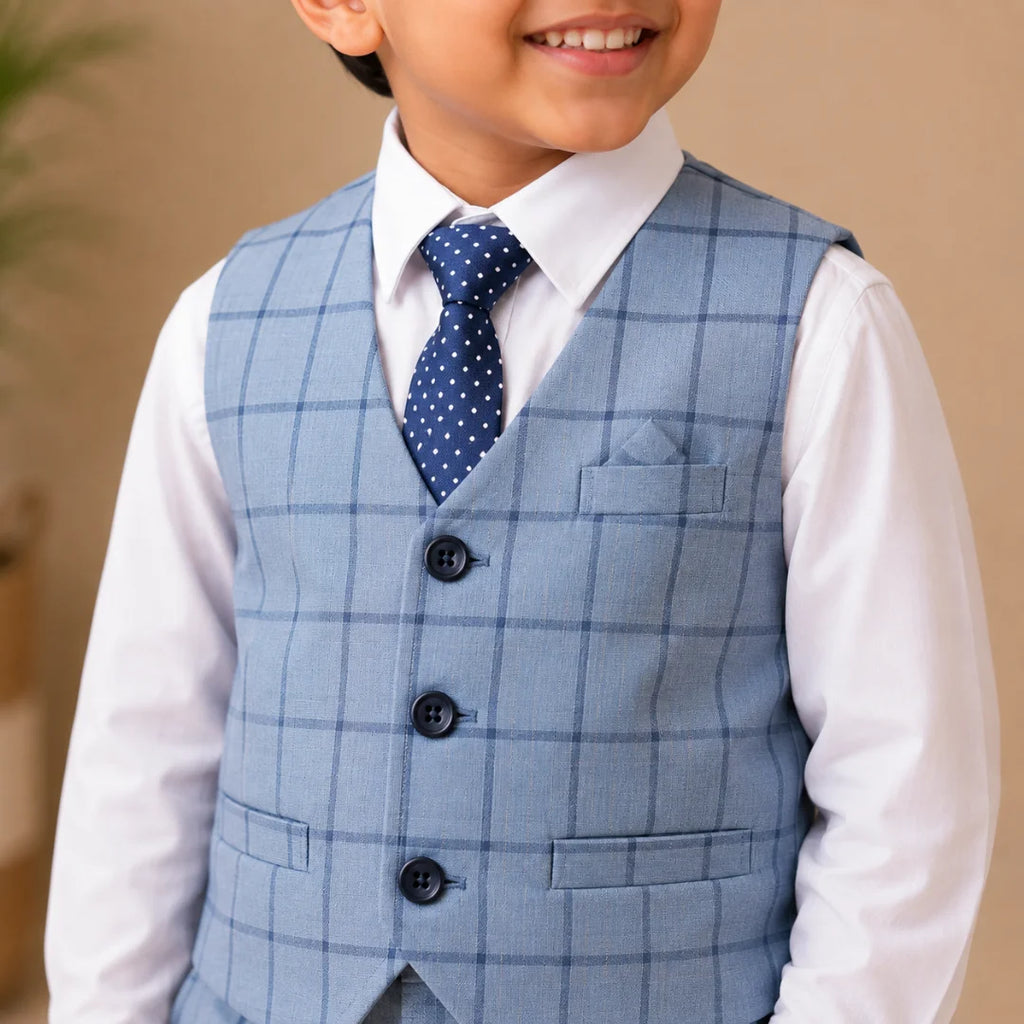 Blue Check Suit Set