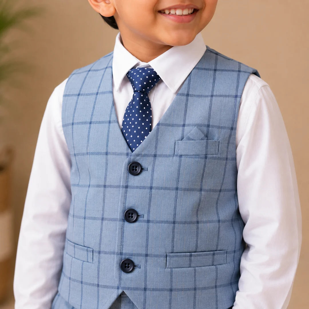 Blue Check Suit Set