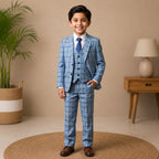Blue Check Suit Set