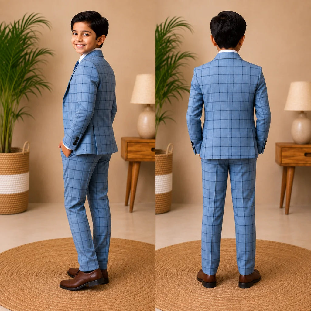 Blue Check Suit Set