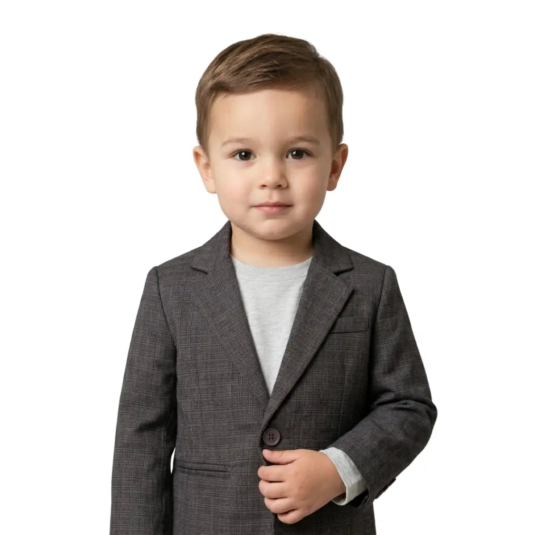 Dark Grey Check Blazer – Smart & Stylish Fit