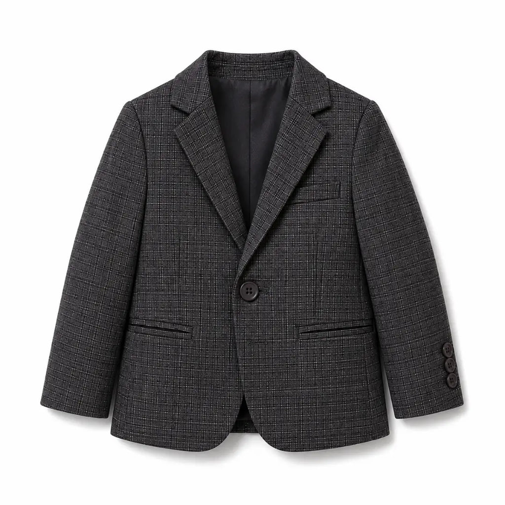 Dark Grey Check Blazer – Smart & Stylish Fit
