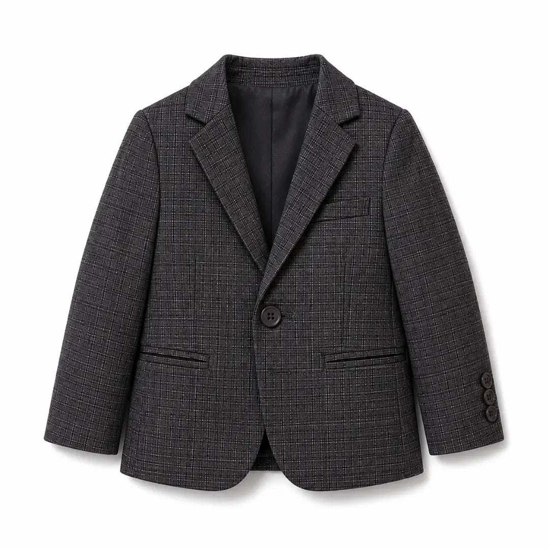 Dark Grey Check Blazer – Smart & Stylish Fit