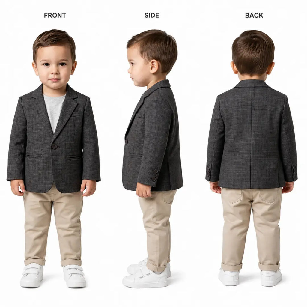 Dark Grey Check Blazer – Smart & Stylish Fit