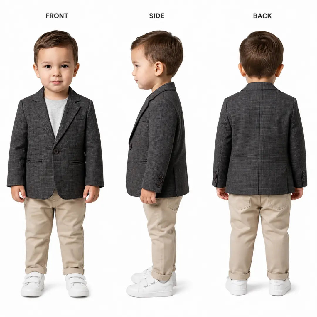 Dark Grey Check Blazer – Smart & Stylish Fit