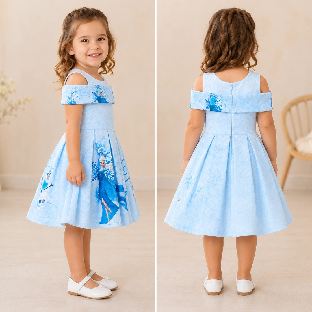 Cold Shoulder Frozen Dress Blue