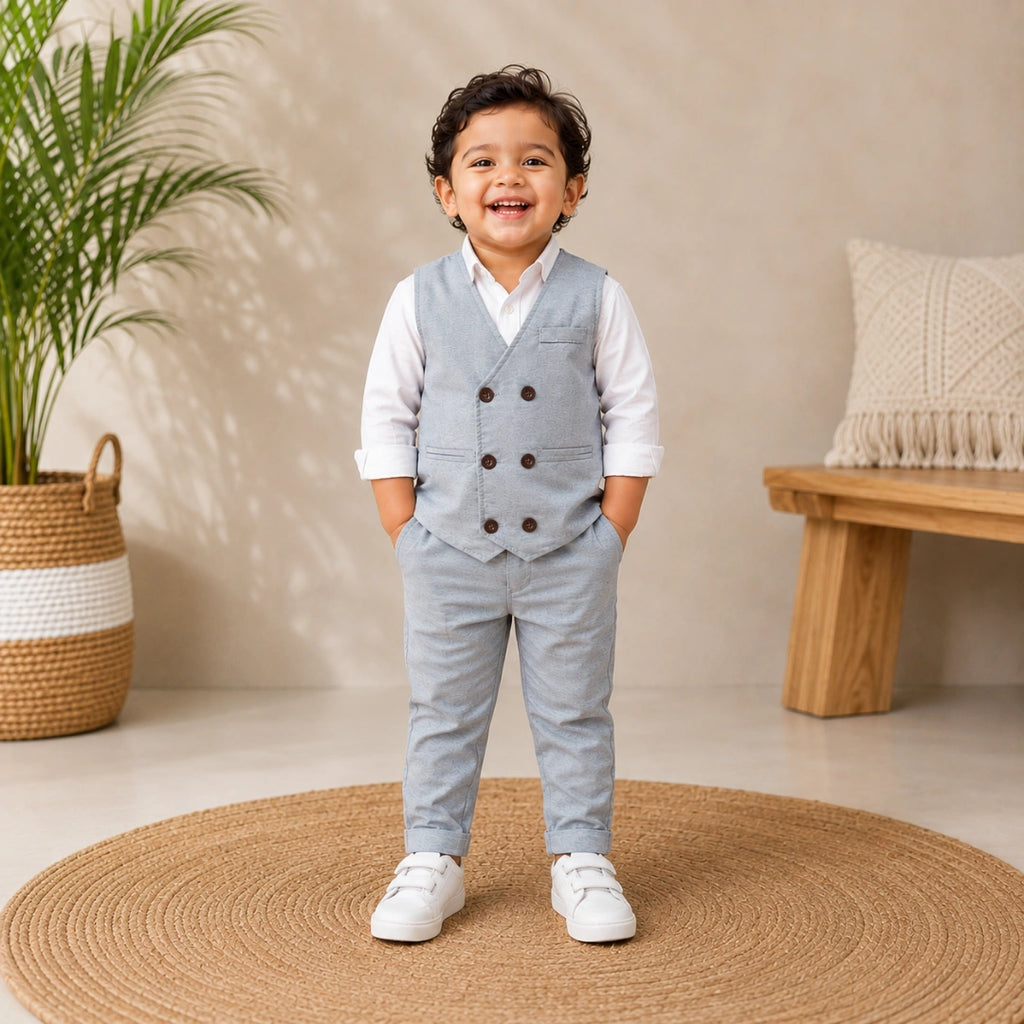 Grey Double-Button Waistcoat