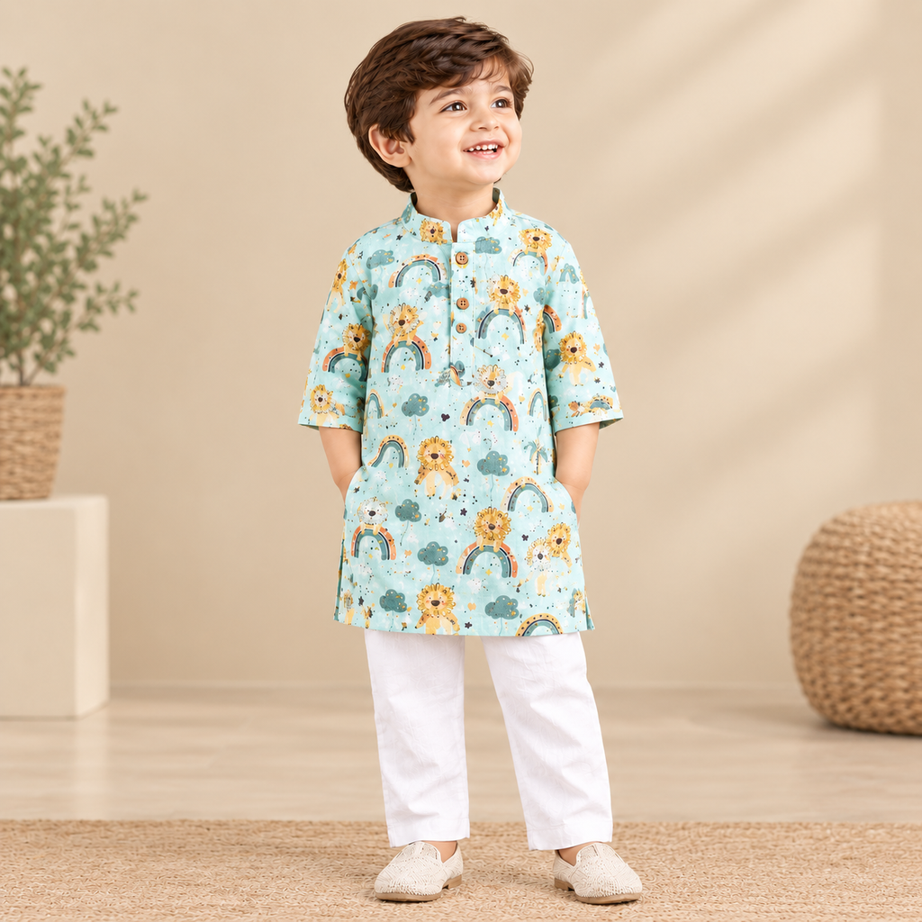 Lion Print Kurta Set