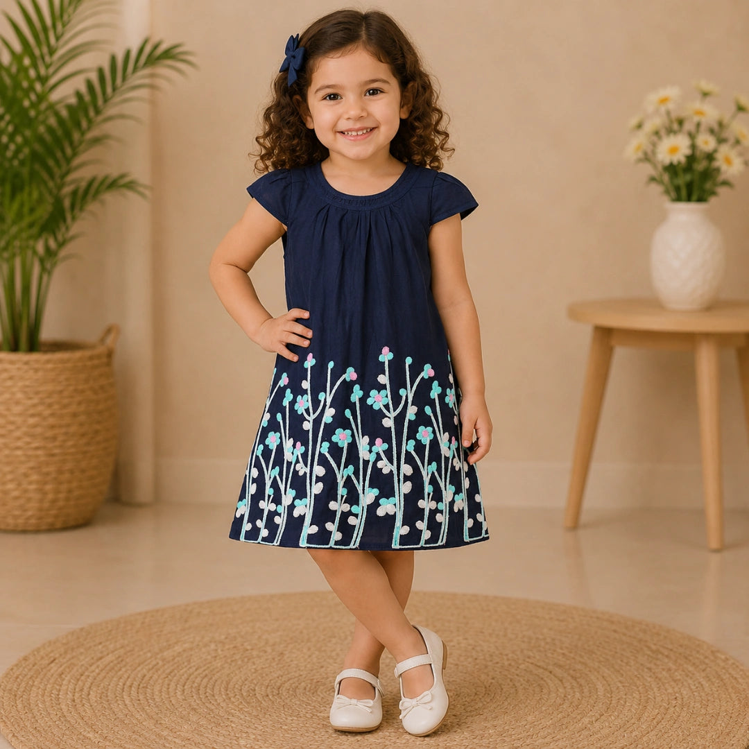 Long Flower Embroidery Dress