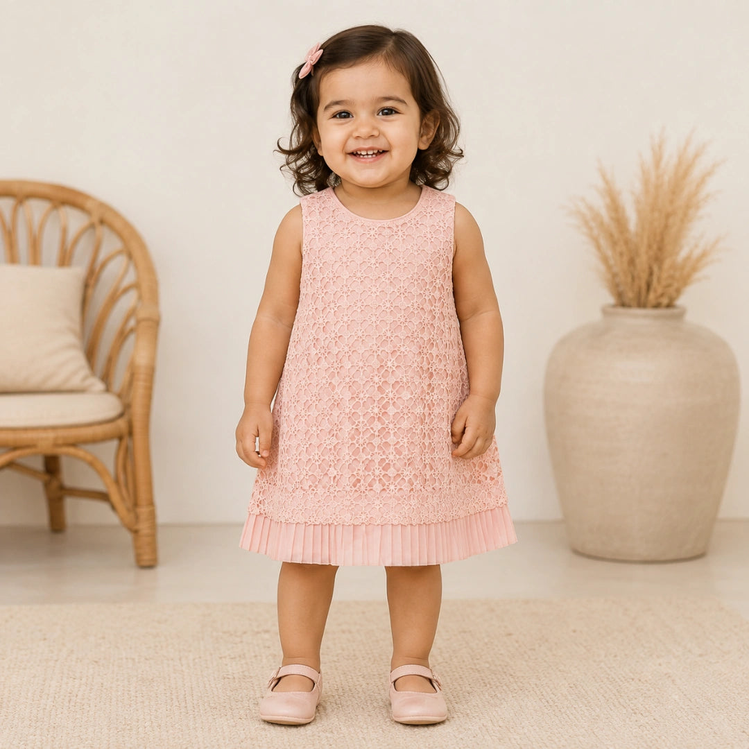 Pink Lace Net Dress