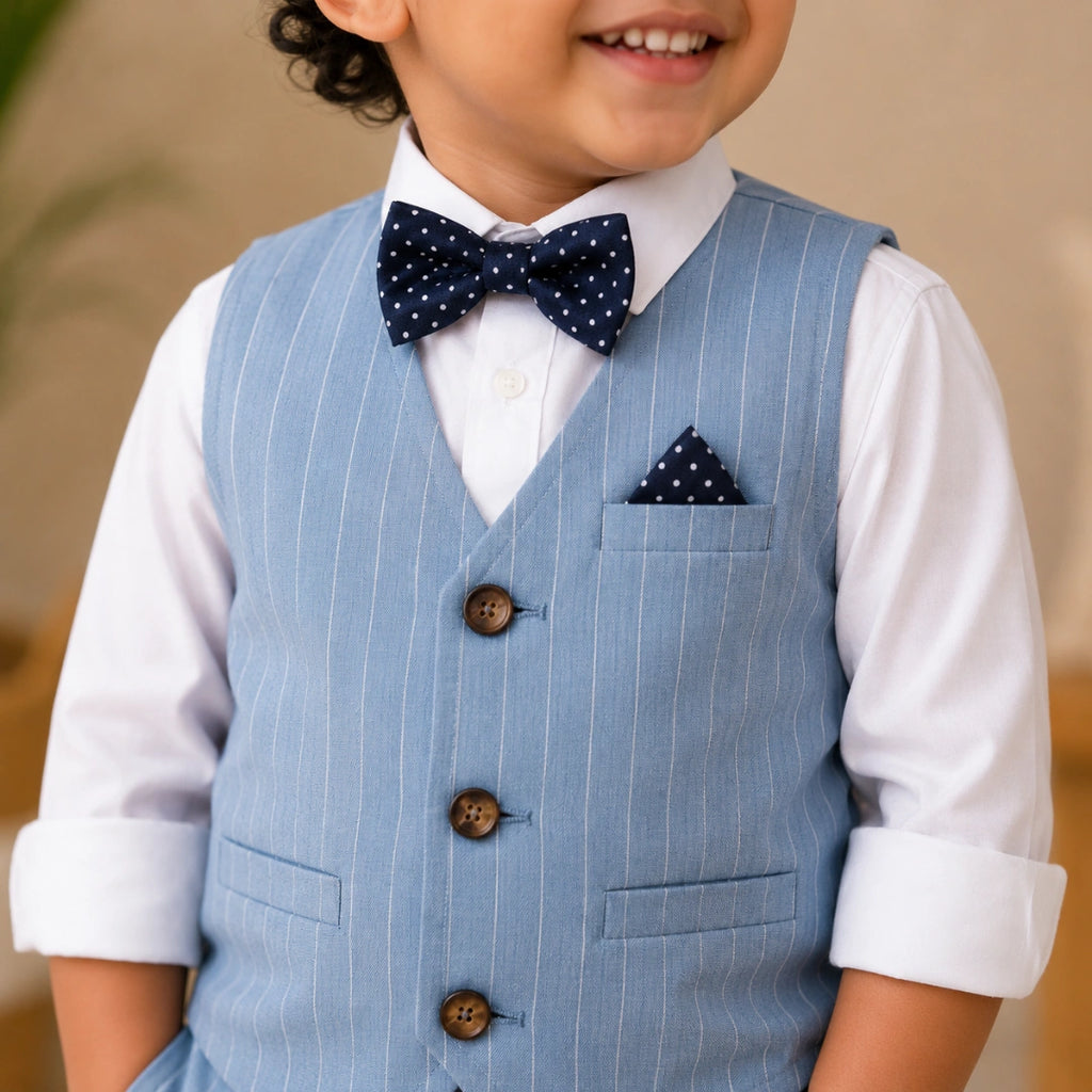 Sky Blue Pinstripe Formal Vest Set