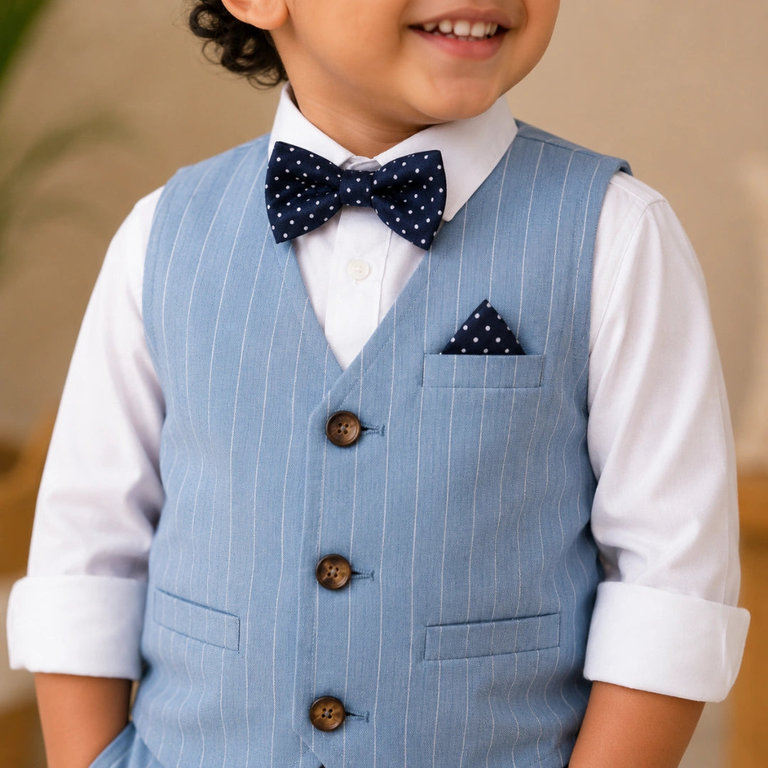 Sky Blue Pinstripe Formal Vest Set