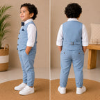 Sky Blue Pinstripe Formal Vest Set