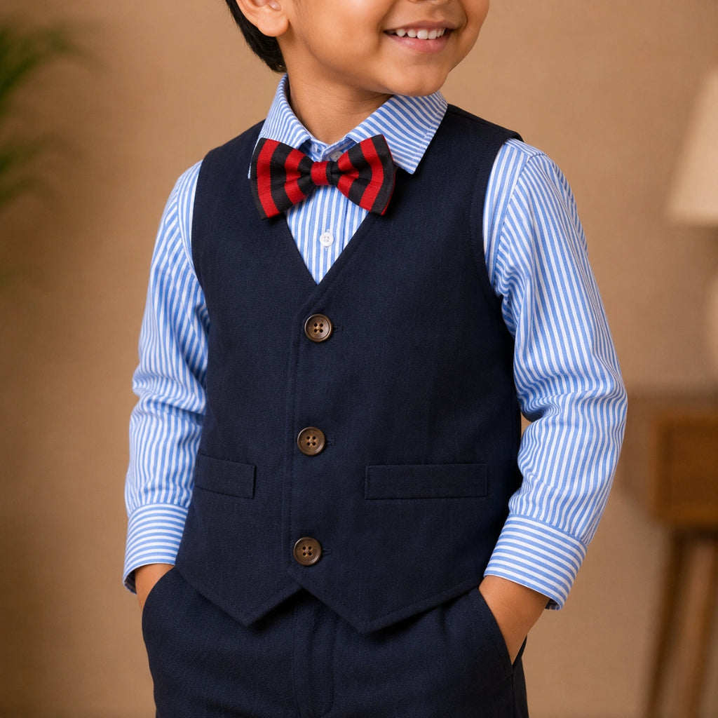 Navy Blue Waistcoat Set