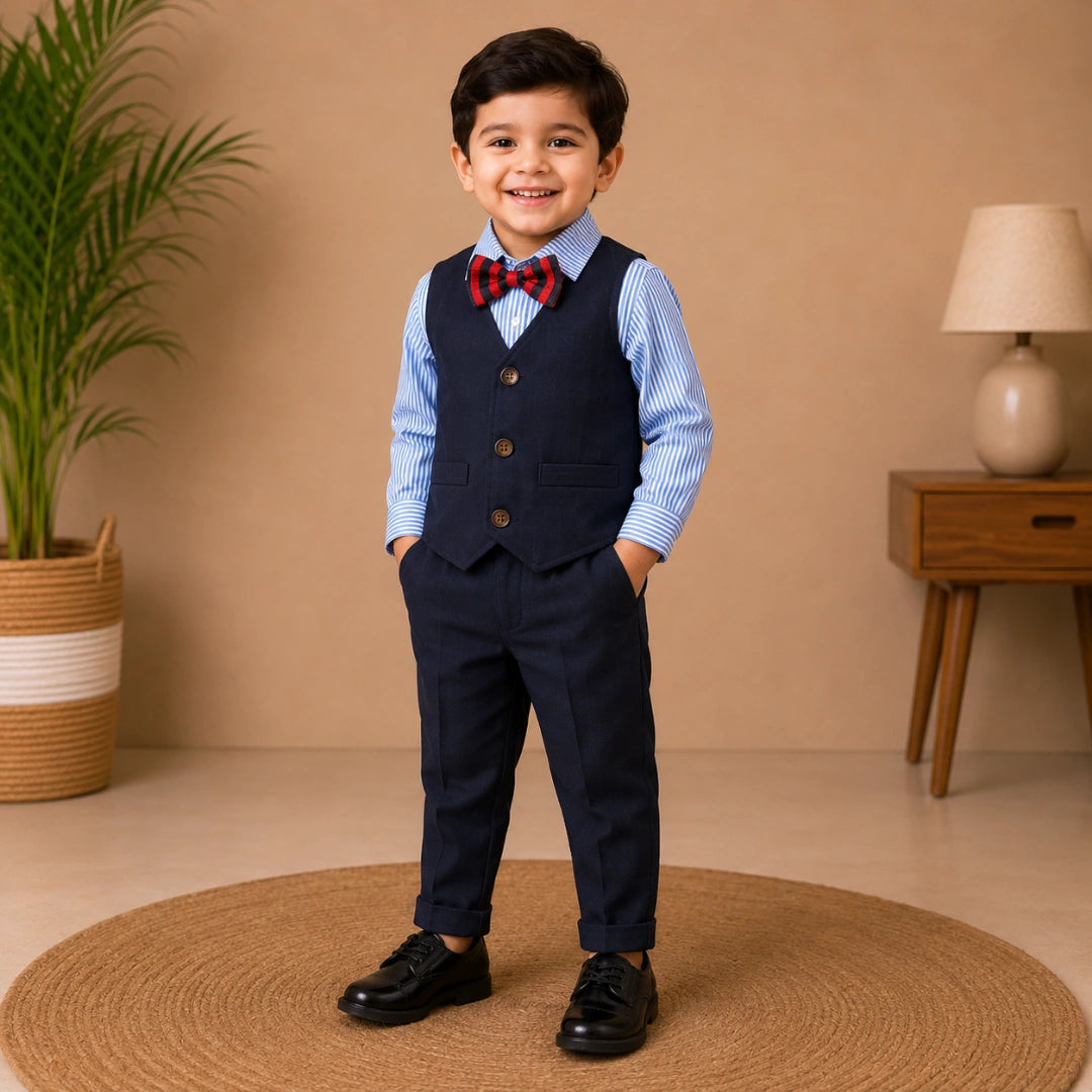 Navy Blue Waistcoat Set