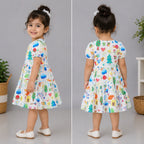 White Colourful Dress